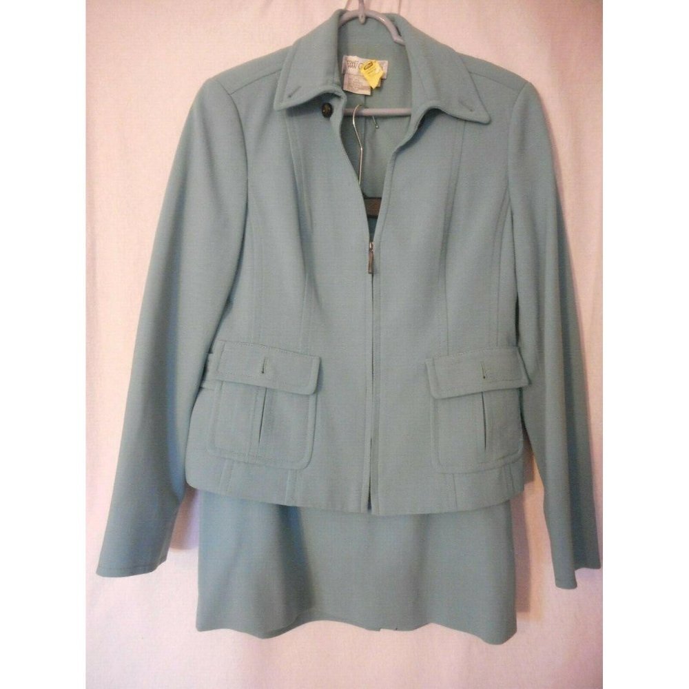 Worth Women's wool Blend Size 10 Green Blazer w/ pockets - Picture 5 of 6